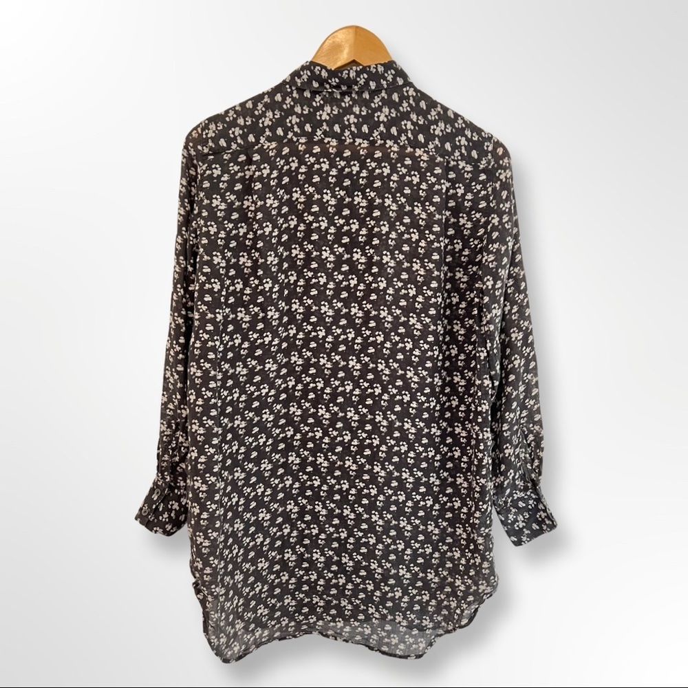 M I H Jeans Gray Printed Ramie Button Down Shirt … - image 2